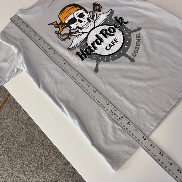 Hard Rock Cafe Shirt Youth Large Cozumel Ships Rudder Pirate Skulls Platinum - Picture 7 of 10